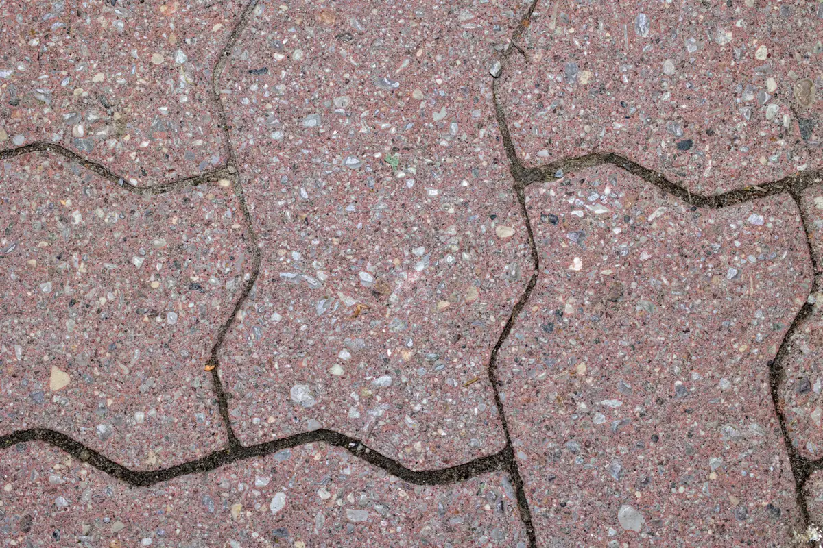 Paver driveway with open joints and grass growing through